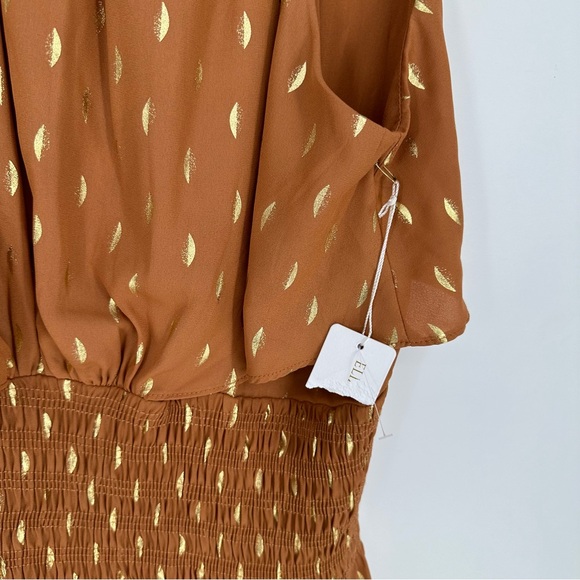 Elizabeth Crosby Kat Smocked Dress in Rust and Gold with half circle pattern - Picture 9 of 9